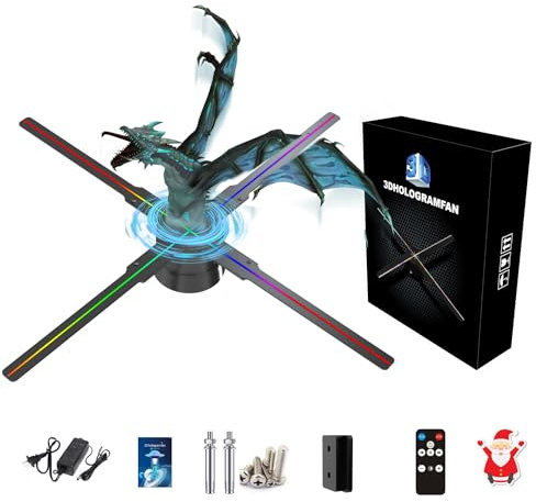 Missyou - Ventilateur avec projecteur holographique 3D de 45 cm, Prend en Charge l'application Mobile et WiFi fourni avec 700 Contenu vidéo, adapté aux expositions, centres commerciaux, cinémas,