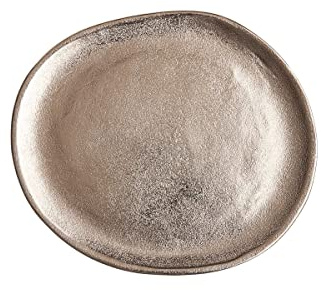 BUTLERS Dekoteller Aluminium - Banquet - strukturierte Optik | Farbe Gold - 22x19 cm - Zierteller für Schlüssel - Schmuckteller für Vasen