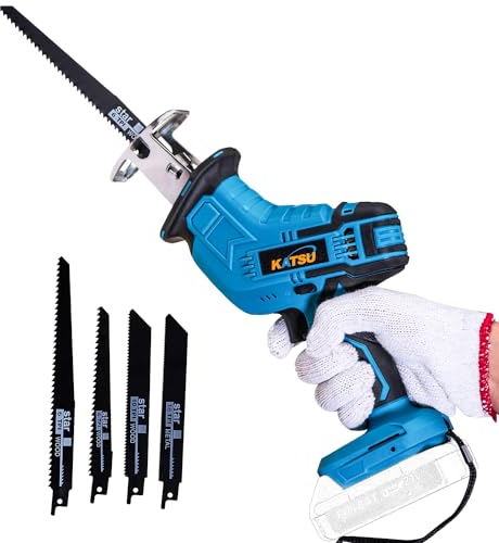 KATSU FIT-BAT 21V Scie Sabre sans fil Alternative, 4 Lames de Scie, Sawzall électrique pour élagage d'Arbres Tuyaux en Métal Bois PVC (sans batterie ni chargeur) 102759