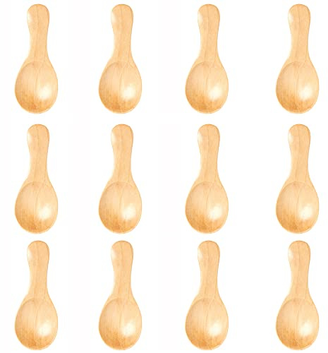Piccoli cucchiai legno,mini cucchiaini caffè,gelato,sale,tè,zucchero,sale,marmellata,senape,spezie,cucchiai di legno per cucina,olio speziato,gelato,latte polvere,12 pezzi legno chiaro,8x3,6 cm