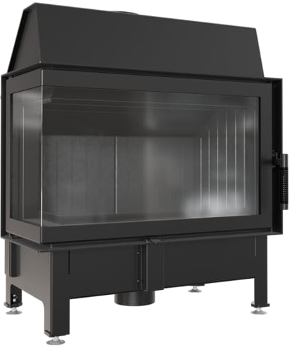 KRATKI Kamineinsatz ZIBI Links 11 kW Kaminkassette - Holzkamin - 2.BImSchV 15a B-Vg - Lufteinlass 125mm - Schwarzfarbe Kaminverkleidung - Hersteller KRATKI