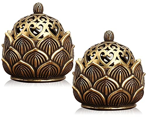 Misazy Joss Stick Holder 2 Pcs Incense Holders, Lotus Flower Incense Cone Burner for Home Office Tea House Decoration, 4.4 * 3.1cm