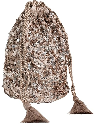 Maya Deluxe Damen Womens Handbag Ladies Sequin Bag Bridesmaids Sparkling Drawstring Coin Purse Pouch for Evening Prom Party Clutch