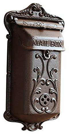 Briefkästen zur Wandmontage Retro Europäischer Alter Briefkasten Briefkastenpfosten Eisendekoration Wanddekoration Eisenbriefkasten für Briefe (Farbe: Braun, Größe: M) (Braun M)