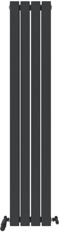 iBathUK Apex Wall Mounted Vertical Double Slim Flat Panel Designer Radiator, Steel Tall Hydronic Central Heating, Modern Designer Radiator for Bathroom/Living Room in Matt Anthracite, 1600 x 304mm
