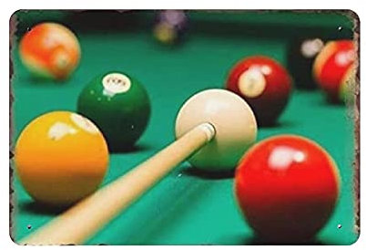 Blechschild für Billard, Snooker, Kneipe, Metallschild, Kunst, zum Aufhängen, Eisen, Retro, Haus, Küche, Garten, Garage, Wanddekoration, 20,3 x 30,5 cm