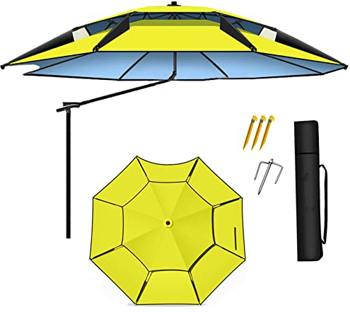Sonnenschirme, 6 Farben, Angelschirm, Strandschirme, Sonnenschutz für den Außenbereich, Bogen 2 m, 2,2 m, 2,4 m, 360° verstellbar, wasserdicht und Sonnenschutz, mit Tragetasche, Garten-Sonne