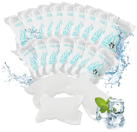 MR.ICE Kühlakkus für Kühlboxen - Gefrierakkus Kühlakkus für den Versand von Tiefkühlkost - Kühlakkus für Kühlboxen - Kleine Eisakkus 20 Blatt, 4,7 x 3,3