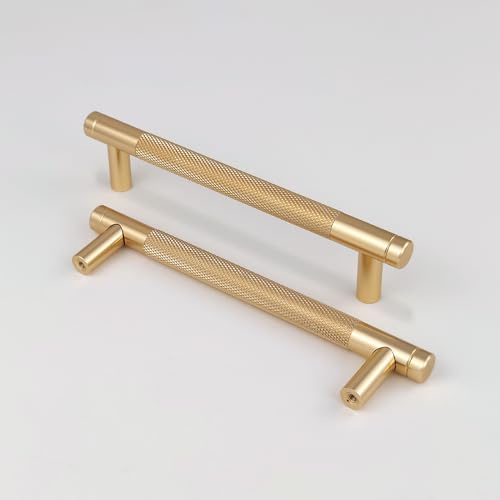 Pexintek 2 Stück Schrankgriffe Gold Moderne Griffe Möbel Möbelgriffe 128mm Lochabstand Türgriffe küche Schubladengriffe küchengriffe Vintage Griffe für Küchenschränke Kommode Schrank (Goldene)