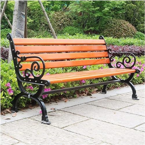 CAFIEDR Gartenbank im Freien, Gartenbank, Parkbank im Freien, Terrassenbank, Beine aus Gusseisen, geräumige, Bequeme Bank für Veranda, Rasen, Hof