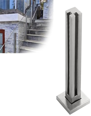 ZJFJMBD Stainless Steel Brushed Glass Balustrade Post - Heavy Duty Glass Railing System Fence Pole for Stairway Balcony - Glass Balustrade Clip