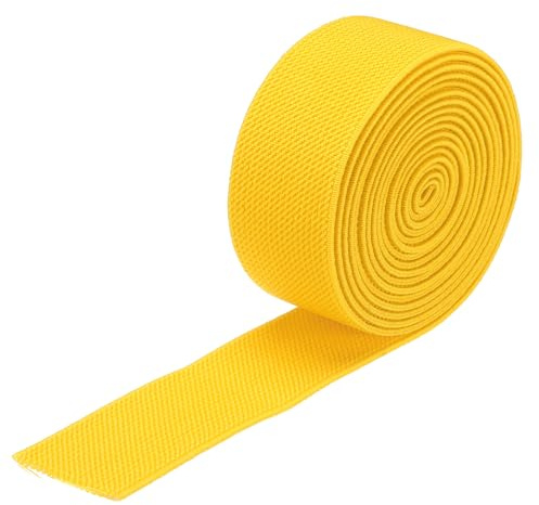 QUARKZMAN 2 Iarde/6 Piedi Nastro Elastico Largo in Twill 3cm(1,2 Giallo | Nastro Elastico Tessuto Spola Cinghia Tensione Resistente, per Cucire Cinture, Doppio Lato