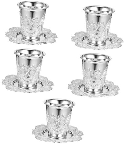 Cabilock 5 Sätze Tasse hochzeit Shabbat Becher Passah Becher Kiddush Becher liebe Kidduschbecher und Tablett Weinkelch Schabbat-Weinbecher Schabbat-Kidduschbecher Zinklegierung