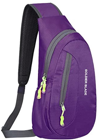 Ledertasche für Herren und Damen, multifunktional, modisch, lässig, Schultertasche, Kuriertasche, Wandern, Brusttasche, Segeltuch, Kuriertasche, vegan (Lila, A), violett, A