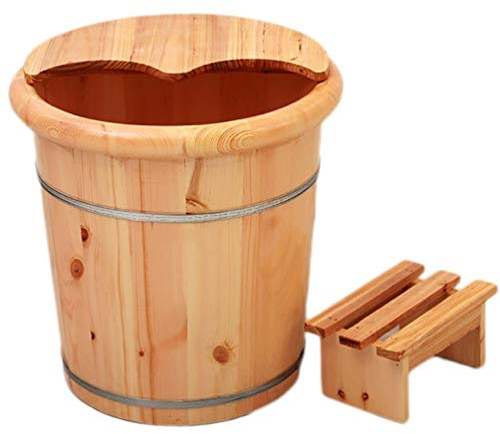 HIARAN Fußbad-Fußwanne aus Holzfass zum Einweichen der Füße, Fußbad-Whirlpool, Fußbecken für Erwachsene, Holzeimer für Pediküre, Fußbadeeimer (Größe: A) Geschenk (D) Lucky Star