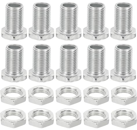 PATIKIL M10x18mm Hex Bolts and Nuts Kit, 10 Set Fine Thread Hollow Screws Assortment Hexagon Head Screw Through Hole Bolt Chandelier Fasteners