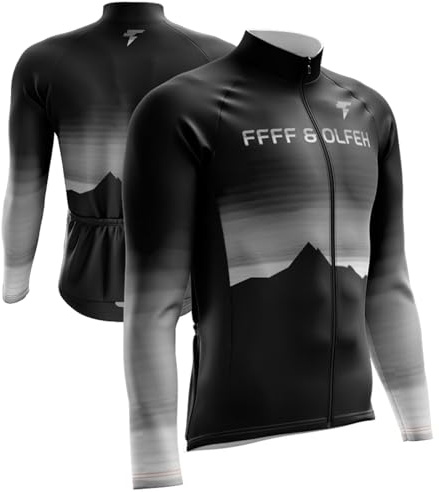 FFFF & OLFEH Herren Radtrikot Fahrradtrikot Langarm, Fahrradbekleidung Fahrrad Trikot T Shirt für Männer, Atmungsaktive Leicht Fahrradbekleidung mit Reißverschluss Taschen