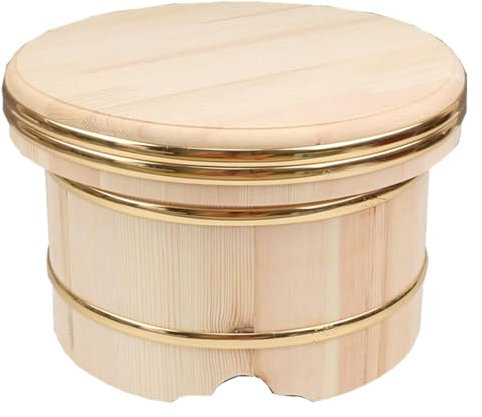 Japonés Madera Hangiri Sushi Mezclador De Arroz Con Tapa Y Banda De Cobre Arrocera Sushi Recipiente Cubo Para Sushi Para Sushi Restaurante Cocina (Redondo), Large
