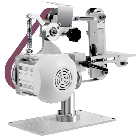 WSIKGHU Ponceuse à bande 550 W - Kit de ponceuse à couteaux - Ponceuse à disque - Moteur CC sans balais - Taille de bande 762 x 25 mm - Prise UE