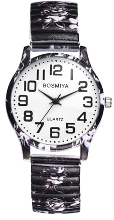 JewelryWe Reloj Correa Elástico Mujer: Reloj de Pulsera de Cuarzo Analógico de Bohemia Escala de Números Arábigos Grandes Clara y Fácil de Leer - para Ocio Negocios Regalo