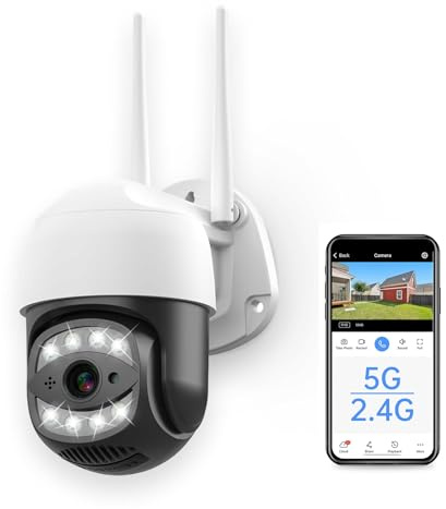 SECUEYE 4MP Dome Camera WiFi 2.4GHz 5GHz Pan/Tilt/Zoom Black Light Automatic Tracking Human Dection IP65 Waterproof 24/7 Recording Outdoor Security