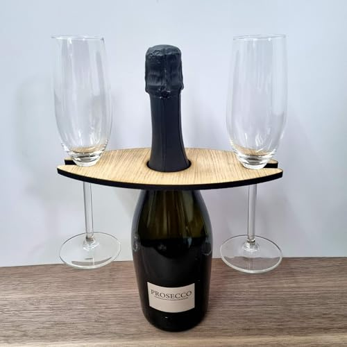 Servewell Wine Glass Holder for Bottles - Oak 2 glass holder Plain