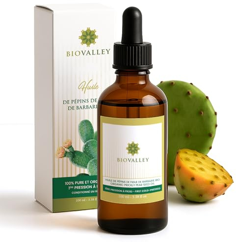 Huile Premium de Pépins de Figue de Barbarie BIO 100 ml– 100% PURE & NATURELLE – Pressée à Froid, 100% Pure – Soin Anti-Âge Visage & Corps, Hydratante et Antirides – Riche en Vitamine E