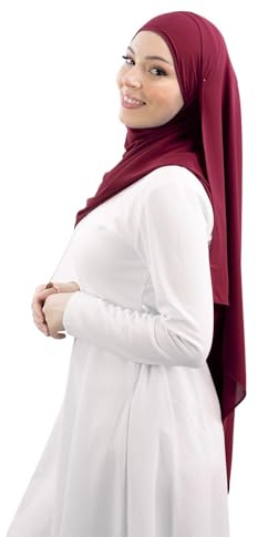 Hijab Crepe di lusso LamisHijab® Creazione per donna musulmana velata CL000, rosso bordeaux, Taglia unica