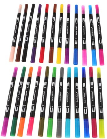 Homoyoyo 24stücke Stift Mit Doppelspitze Farbige Pinselstifte Marker Für Basteln Skizzieren Schulbedarf Für Bücher Zeichnungen Planer Kalender Kunstprojekte
