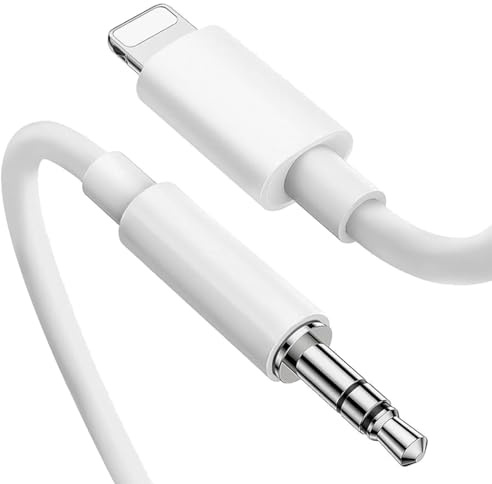 iPhone Aux Connection Cable,iPhone Aux Cable for Car,3.5mm Aux Cable(White) | iPhone3.5mm Aux Cable for Car Home Stereo/Speaker/Headphone,Compatible with iPad/iPod/iPhone11/12/13/14/Pro/Xs/XR/X/8/7(1M)