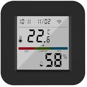 aixi-SHS Capteur Connecté WiFi Température/Humidité avec Télécommande IR Universelle, Compatible Alexa/App Tuya