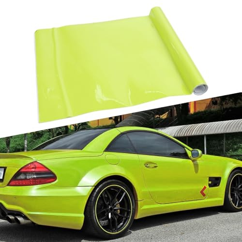 Vinylfolie für Autos, 30 x 152 cm, Neongelb, ideal für individuelles Auto-Design und Verbesserungen (Neongelb)