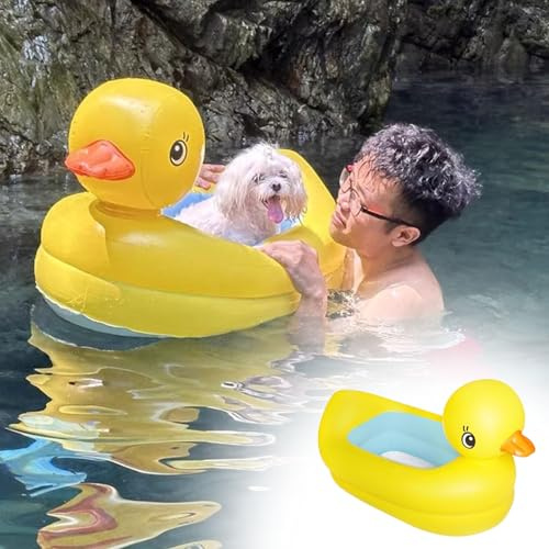 Scaletta per Cani da Barca Rampa d'Acqua a Forma di Papera per Cani di Piccola Taglia, Piattaforma Gonfiabile per Piscina per Cani Fino a 15 kg, Rampa Galleggiante Pieghevole per Accesso all'Acqua