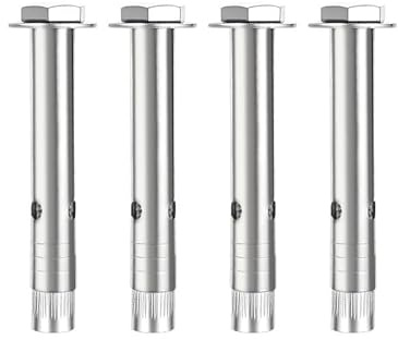 Expansion Bolts 4Pcs Stainless Steel Hex Screws Sleeve, Heavy Duty Fixing Anchors bolts Nuts for Concrete、Wall Fixings