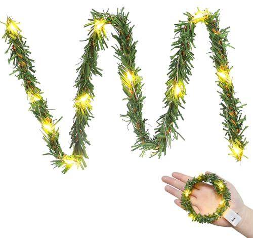 Wichtel Lichterkette Miniatur, Mini LED Lichterkette, Weihnachtsbaum Klein Beleuchtet, Wichtel Zubehör Lichterkettes, Weihnachts-Puppenhauszubehör, Weihnachtsbaumschmuck/Gelb 1