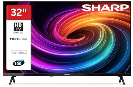 SHARP 32HA1705E Fernseher 32 Zoll (80 cm) LED TV mit HD-Ready Auflösung | Dolby Audio | Hotelmodus | 3x HDMI | 2x USB | USB-Mediaplayer | integrierter Triple-Tuner DVB-C/-S2/-T2 | Modelljahr 2026