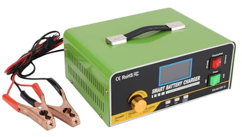 Fafeicy Cargador de Batería Inteligente Mantenedor de Cargador de Batería Completamente Automático para Automóviles, Camiones, Vehículos Recreativos, Embarcaciones Marinas con (Enchufe de la UE)