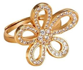 Ayoiow Ringe für Damen Verlobung, Hohle Blume mit Labordiamant Ringe 585 Gold Damen, 14K Gelbgold Vorsteckring für Ehering