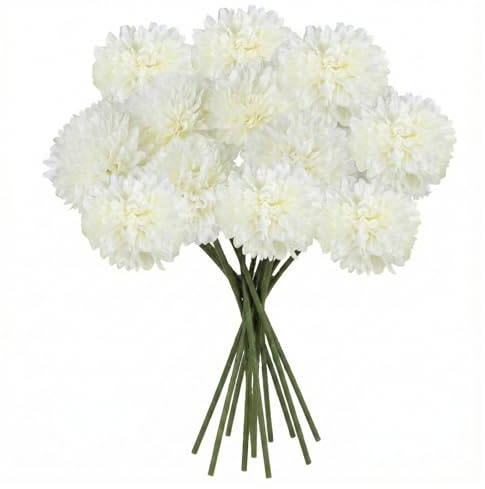 GZDILUOGS 12 Stück Kunstblumen, Weiß Künstliche Hortensie Künstliche Blumen Fake Blumen Artificial Flowers Blumenstrauß Künstlich für Blumenarrangements Hochzeiten Heimdekorationen