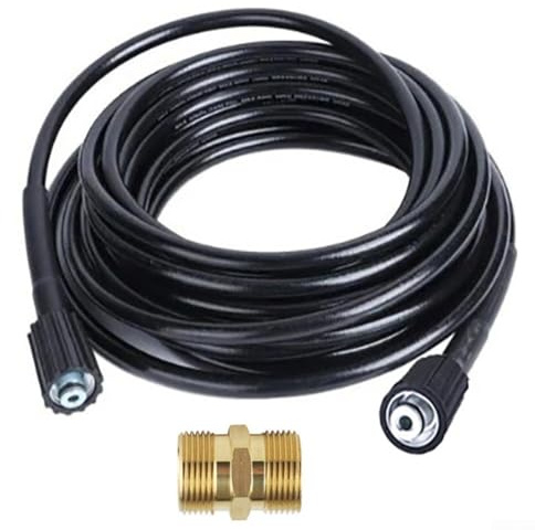 Linnkyfloa Tubo flessibile per idropulitrice in gomma, 10 m/15 m, connettore M22 da 14 mm, compatibile con macchina per la pulizia ad alta pressione per auto, moto, vialetto, tetto, piscina, pareti