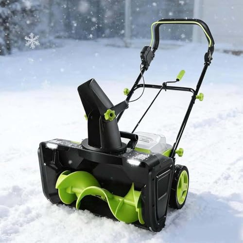 EXSHUING Elektrisk Snöslunga Med Led-Lampor, Sladdlös Snöslunga Som Räcker Igenom 50 Cm Breda Vägar, Perfekt För Uppfarter Och Uteplatser, Inkluderar 3500 W Borstlös Motor Och Dubbla Batterier