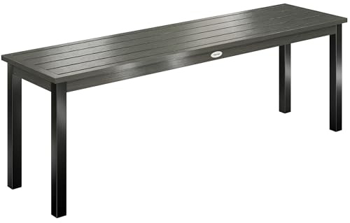 Outsunny Panca da Giardino, Panchina da Giardino 2 Posti con Seduta a Doghe Effetto Legno, Senza Schienale, Struttura in Acciaio per Patio Veranda Parco Balcone Capacità 240 KG, 130x34x43 cm, Grigio