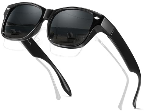 SIPHEW Überzieh Sonnenbrille Herren Über Normale Brille Polarisiert UV400 | Rechteckig, Brillenträger, Fit Over Brille, Autofahren, Outdoor, Leichtes Gestel