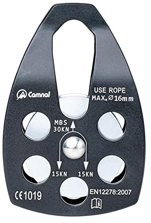 Okiyakusama Polea de Escalada de 30KN Equipada con Rodamiento de Bolas Polea de Cuerda para Trabajos Polea Simple para Carga Equipo de Montaje en, Negro