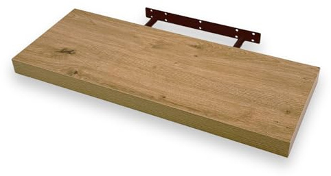 eacommerce Mensola Sospesa da Muro in Legno MDF con Staffa a Scomparsa | Scaffale Parete Design Moderno, Supporto Invisibile, Mensola Cucina Bagno Soggiorno (Rovere Nodato, 80x23x3,8 cm)