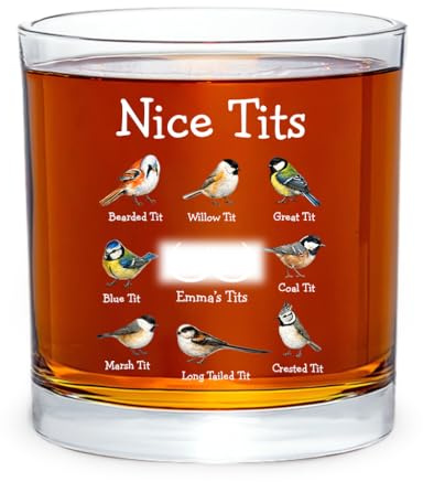 Personal Chic Personalised Whisky Glass - Nice Tits Bird for Wife/Couples - customised Whiskey Glass, Funny Whiskey Glass, Novelty Mug (Model #1)