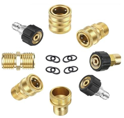 Chakedix Adaptateurs M22, buse haute pression, pistolet HP, x8 | Chakedix Kit 8 raccords M22, adaptateurs rapides pour buse haute pression, pistolet haute pression et tuyaux