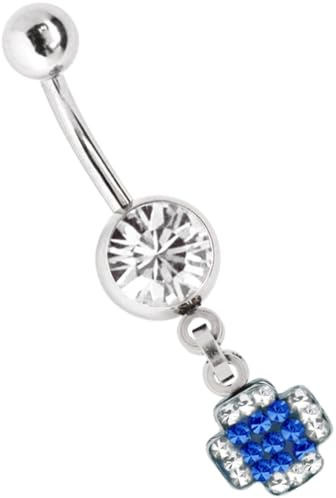 Modern Nature Piercing-Schmuck Belly Bar Banana with Cross Pendant, 12 mm, Stainless Steel, No Gemstone