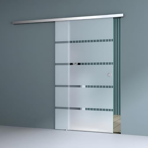 Durovin 1025×2050mm Internal Sliding Glass Door – 8mm Frosted Sectioned Tempered Glass, Soft Close System,Premium Hardware,Round Handle,Heavy-Duty 5ft Track for Bathroom,Kitchen,Living Room&Bedroom