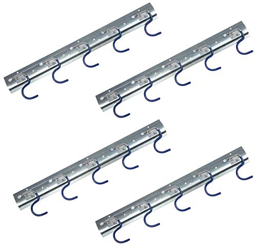 ONVAYA Geräteleiste 50 cm Stahl | Gerätehalter | Wandhalterung | Ordnungsleiste | Aufbewahrung | Werkzeughalter (Geräteleiste S Haken 4)